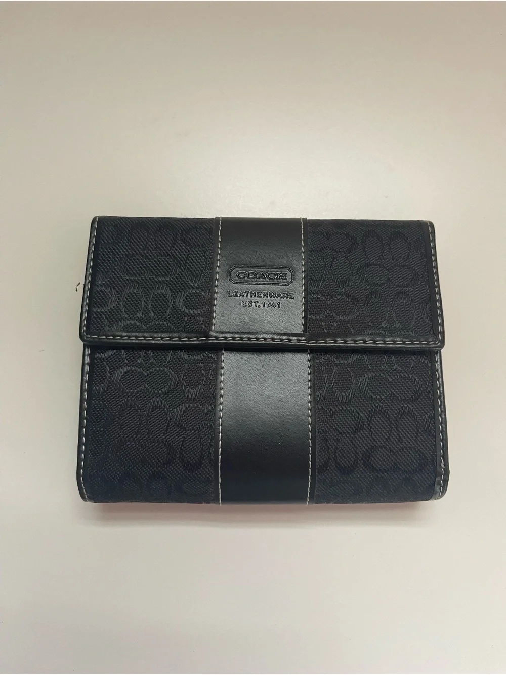 Coach Vintage Black Signature Hampton Shoulder Bag with Daisy Charm